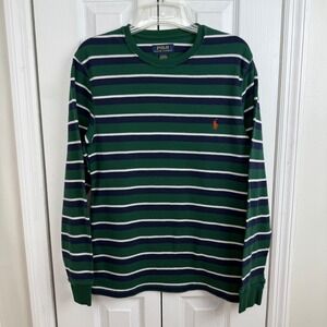 Polo by Ralph Lauren Green Navy Striped Long Sleeve Undershirt